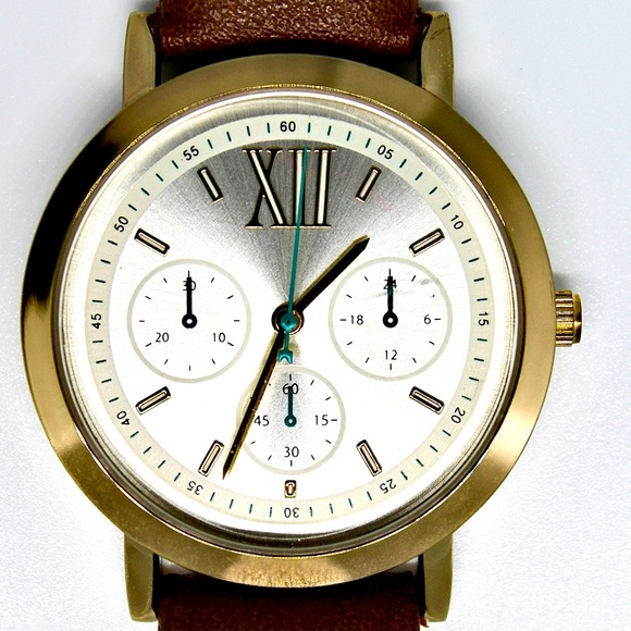 NEW Women’s Analog 36mm Gold Watch with Brown Band - Picture 5 of 10